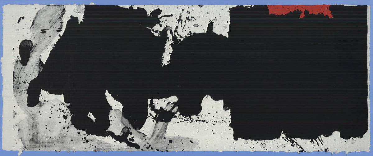 Robert Motherwell exhibition poster featuring black background and abstract artwork from the 1983 "No Way Out" exhibit.