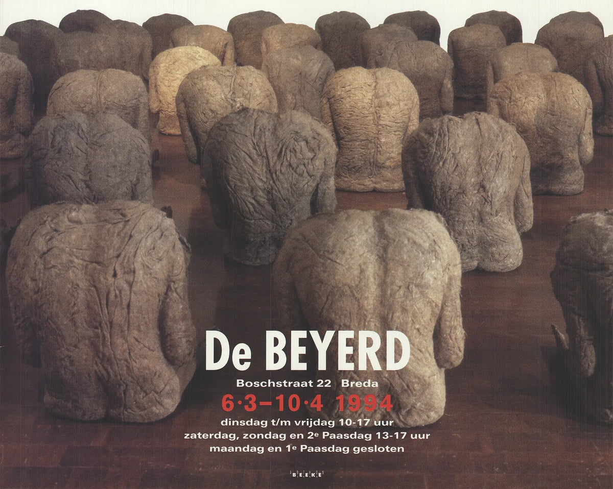 Poster for Magdalena Abakanowicz art exhibition at National Museum Wroclaw, 1994, featuring abstract artwork and museum branding.