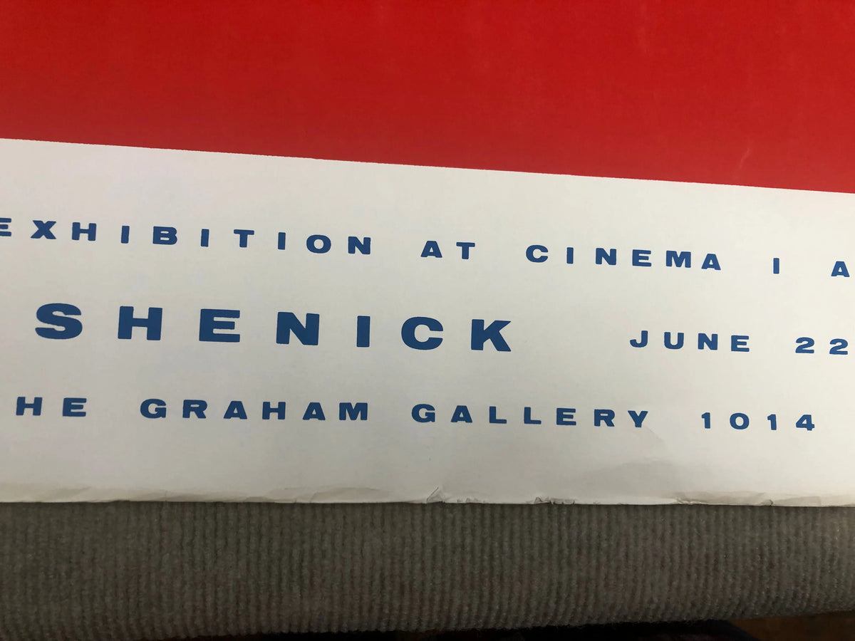 Signed Nicholas Krushenick 1965 Cinema Invitational serigraph poster featuring bold abstract artwork and vibrant colors.