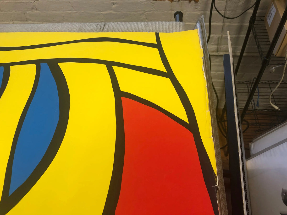 Signed Nicholas Krushenick 1965 Cinema Invitational Serigraph Poster featuring vibrant abstract artwork and bold colors.