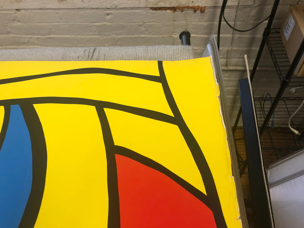 Signed Nicholas Krushenick 1965 Cinema Invitational Serigraph Poster featuring bold, abstract artwork and vibrant colors.