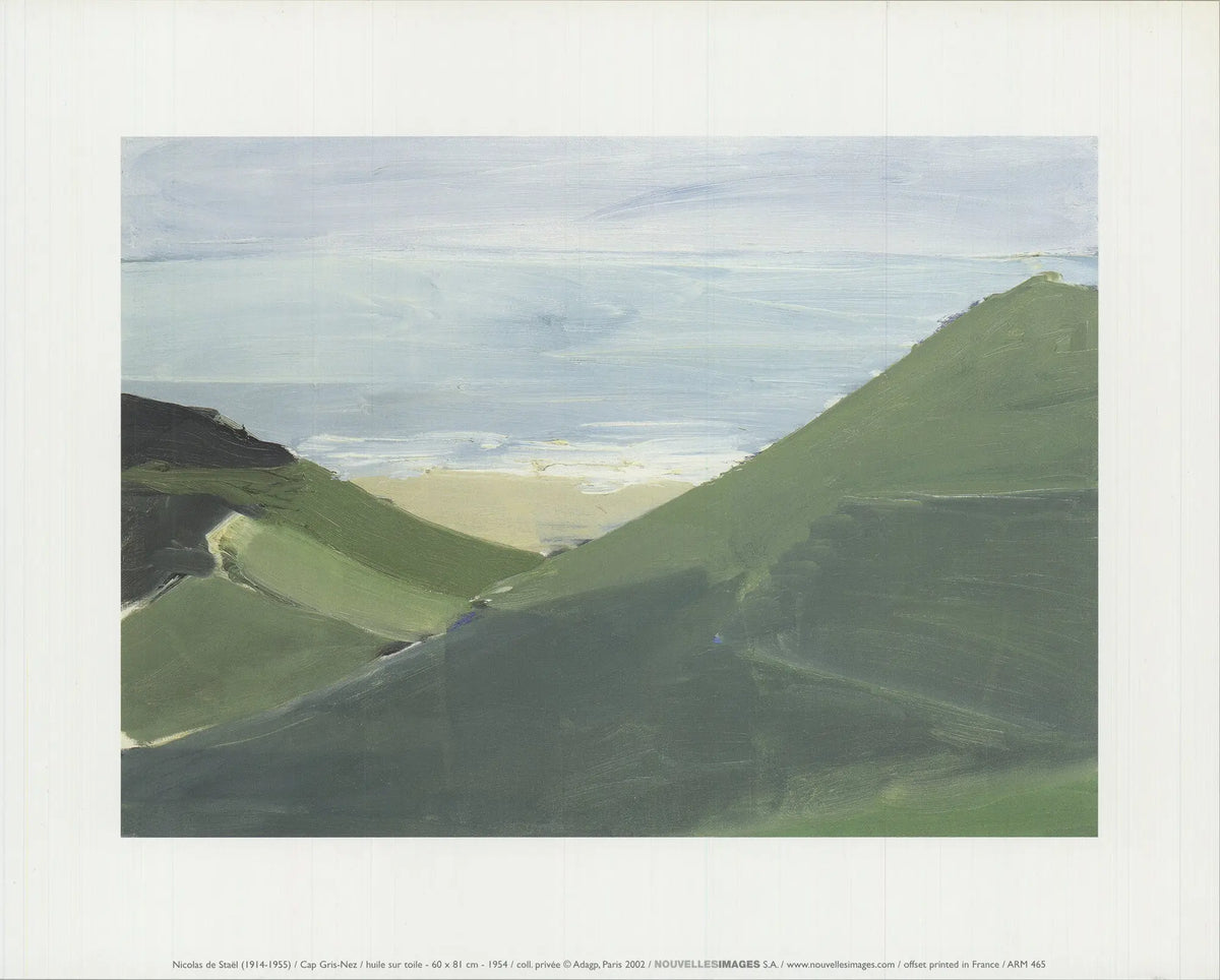 Nicolas De Stael Cap Gris-Nez 2002 coastal landscape offset lithograph print showcasing vibrant colors and abstract shoreline scene.