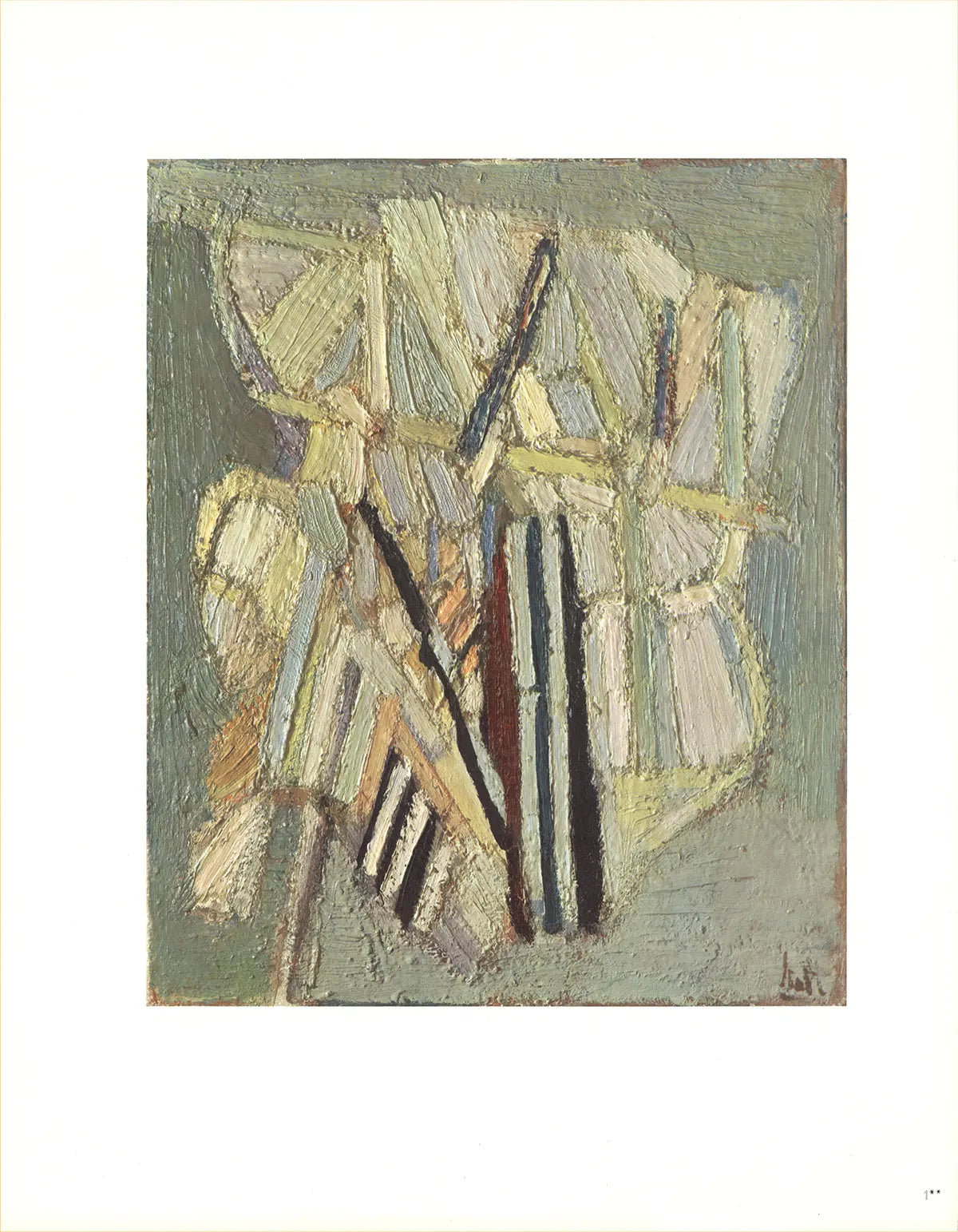 Abstract offset lithograph art print by Nicolas De Stael featuring bold, colorful brushstrokes and modern abstract design.