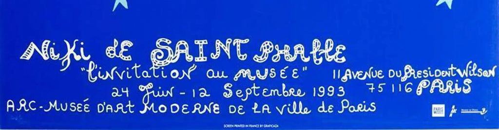 Original 1993 Niki de Saint Phalle serigraph poster from Paris exhibition, featuring vibrant artwork and bold colors.