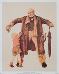 Norman Rockwell The Gift 1992 heartwarming offset lithograph art poster showing a nostalgic holiday scene