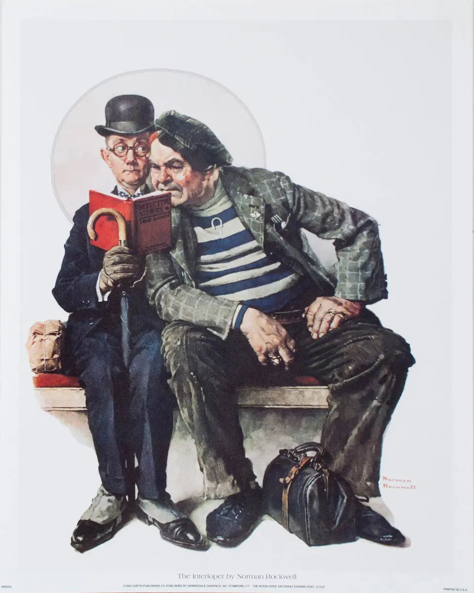 Norman Rockwell The Interloper 1993 authorized offset lithograph art print, featuring detailed vintage illustration style.