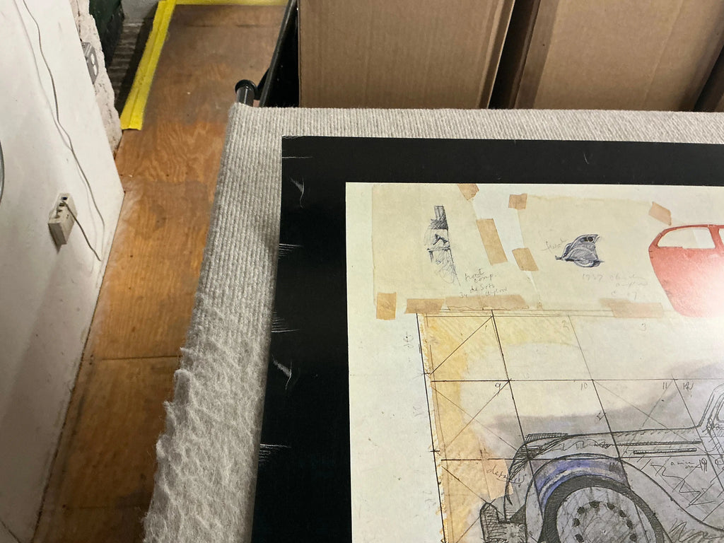 Offset lithograph poster of Claes Oldenburg drawings from 1959-1989 exhibition, showcasing artwork details and vibrant print.