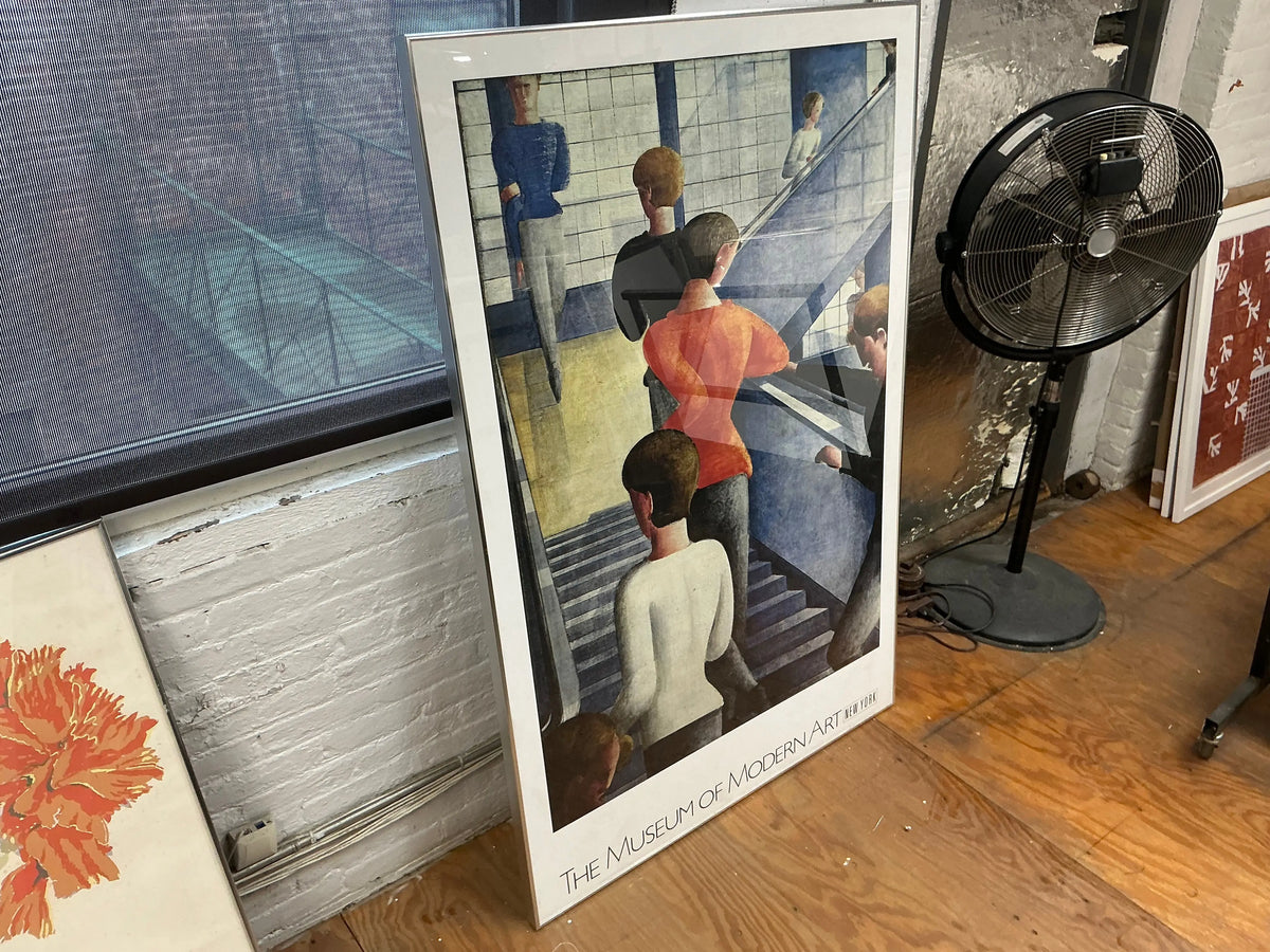 Oskar Schlemmer Bauhaus Stairway framed large format offset lithograph poster showcasing geometric abstract art.