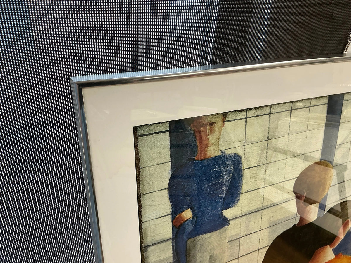 Oskar Schlemmer Bauhaus Stairway framed large format offset lithograph poster showcasing abstract geometric art and bold design.