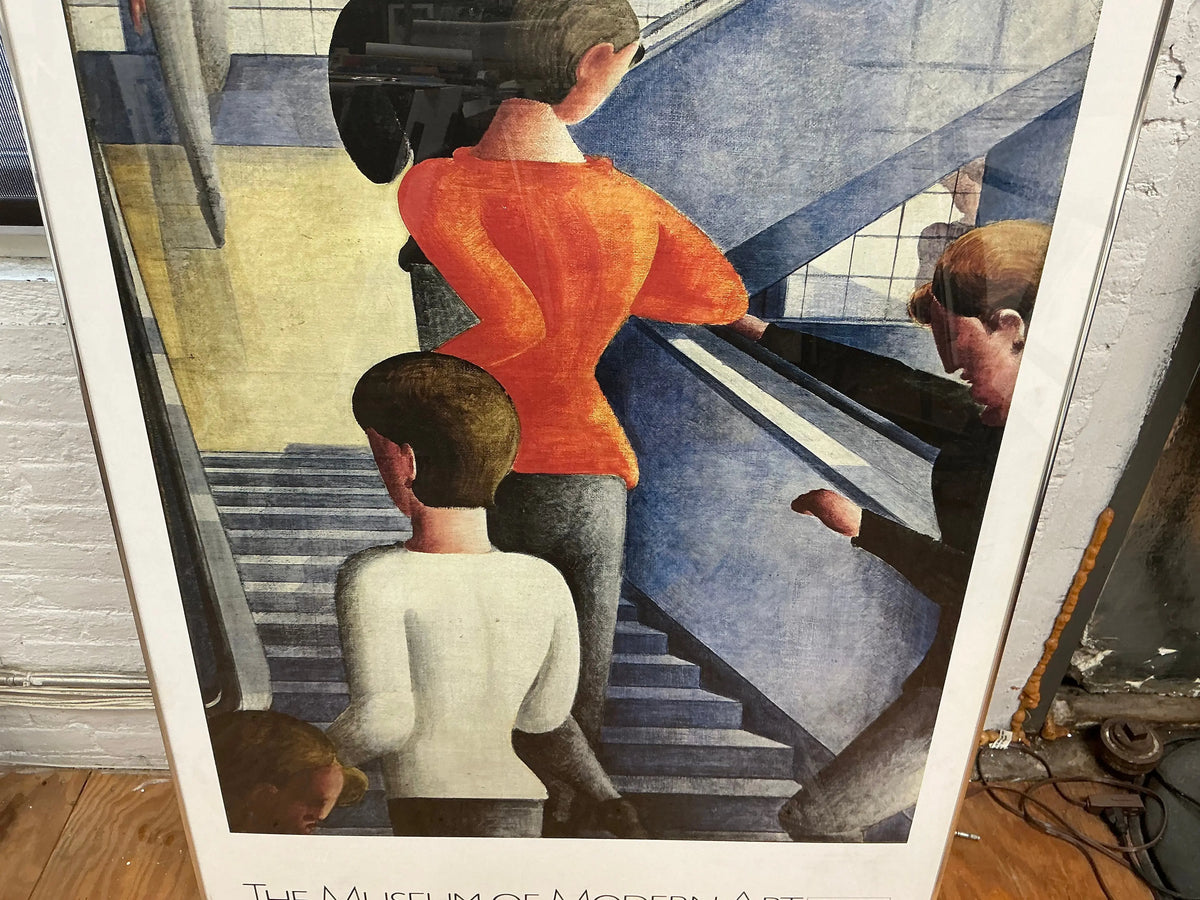Oskar Schlemmer Bauhaus Stairway framed large-format offset lithograph poster showcasing geometric abstract art.