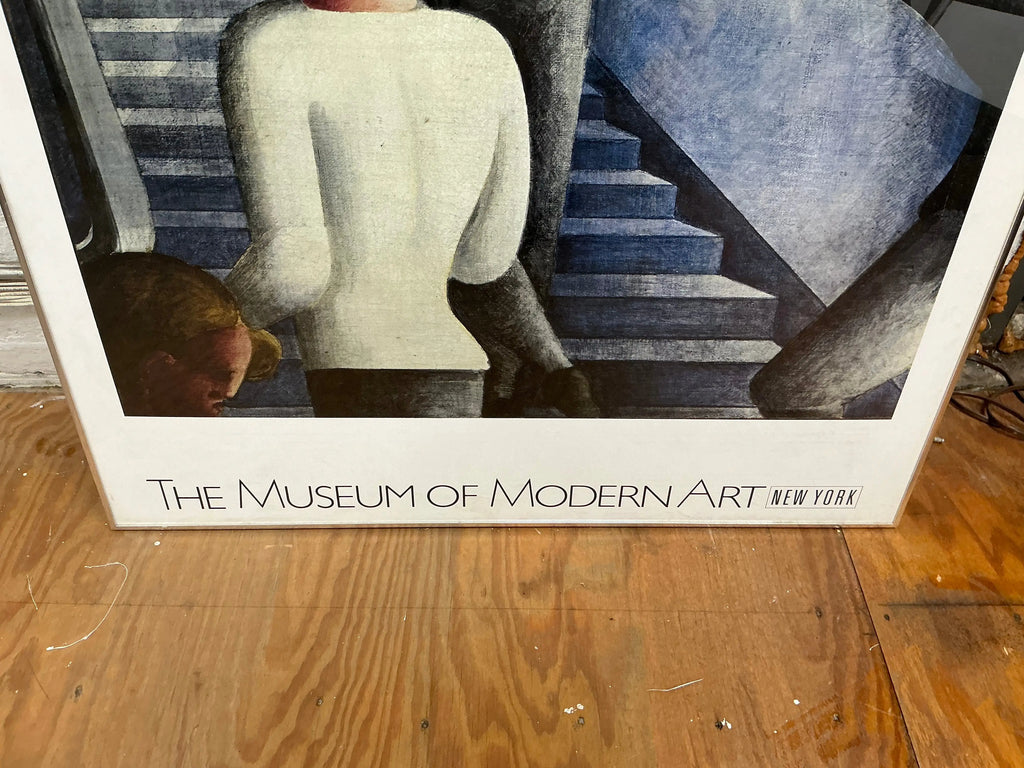 Oskar Schlemmer Bauhaus Stairway framed large-format offset lithograph poster showcasing abstract geometric art and modern design.
