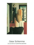 Oskar Schlemmer Romisches 1988 offset lithograph exhibition art poster featuring abstract geometric designs and vibrant colors.