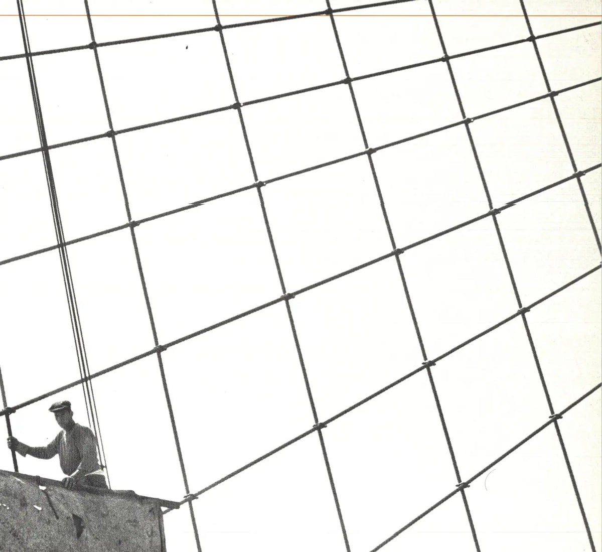 Otto Bettmann lithograph poster of workers on the Brooklyn Bridge, created in 1991, showcasing detailed historical artwork.