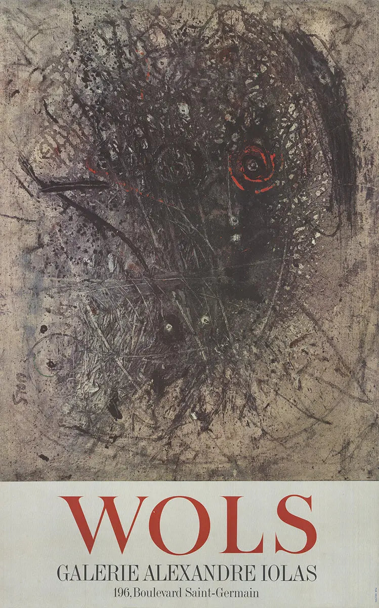 Original Otto Wols Galerie Alexandre Iolas 1965 Mourlot lithograph poster showcasing abstract art by Otto Wols.