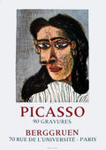 Original Pablo Picasso lithograph poster of Dora Maar from 1971, featuring Picasso's portrait in bold, expressive lines.
