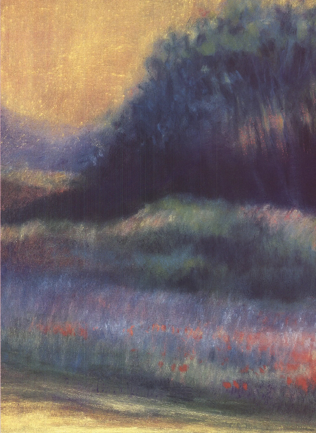 Patricia D'Hooge Meras Summer Evening 2000 offset lithograph art poster featuring vibrant colors and abstract landscape design.