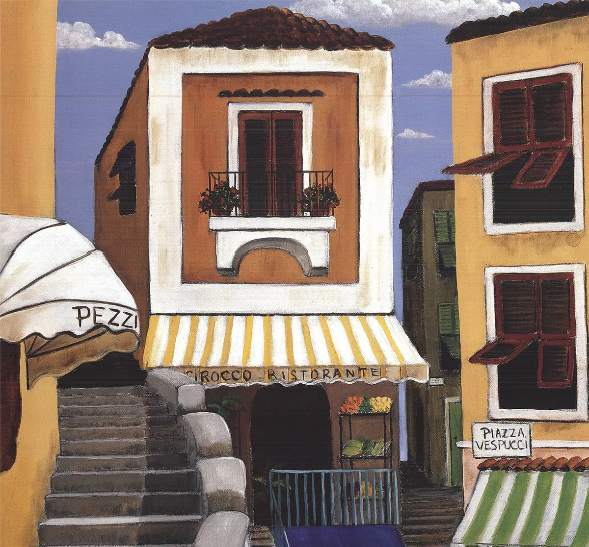 Patricia George Piazza Vespucci 1998 offset lithograph architecture art poster showing intricate building details and urban design.