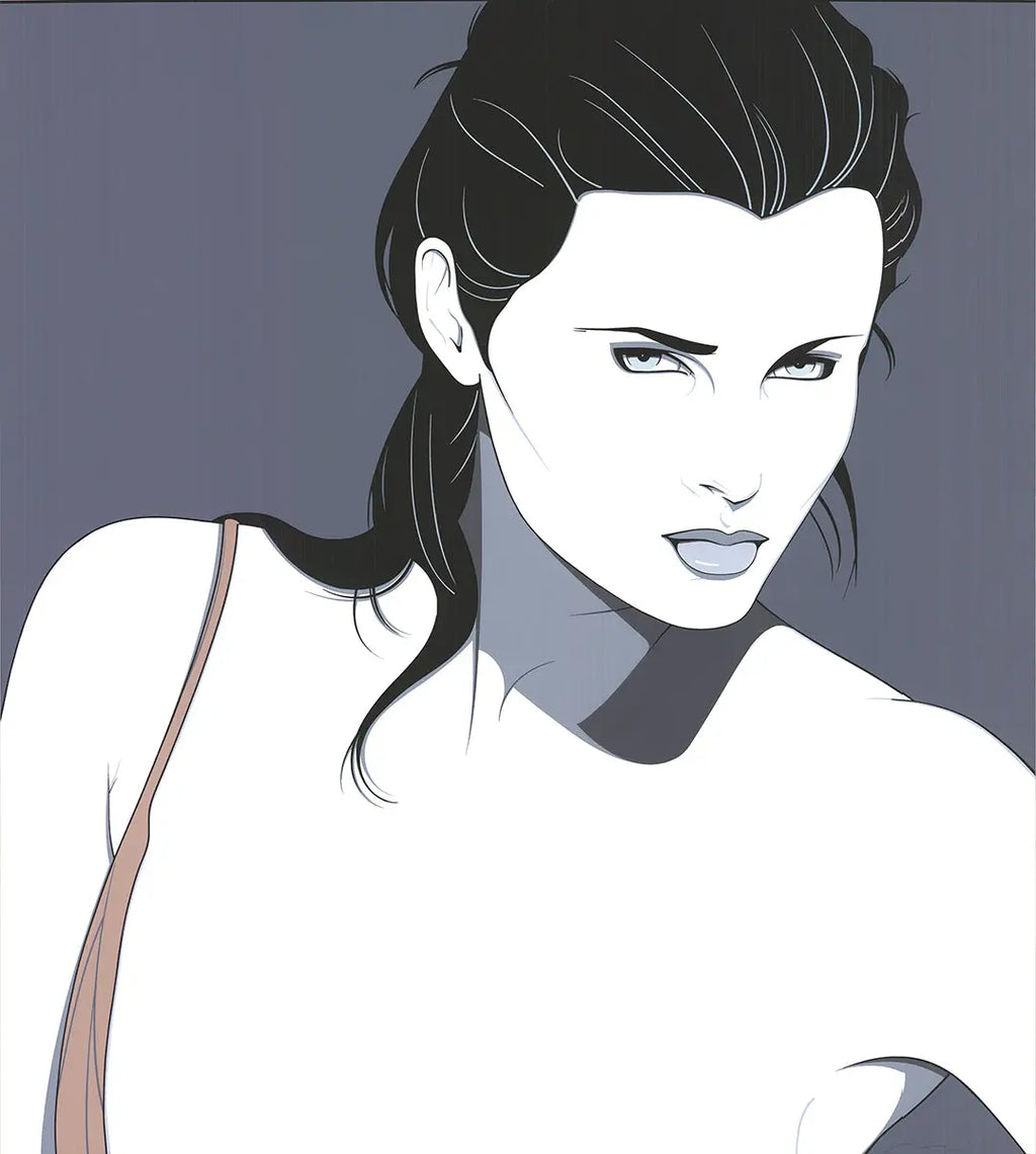 Patrick Nagel commemorative 14 original 1986 serigraph art poster print showcasing Nagel's distinctive style and vibrant colors.