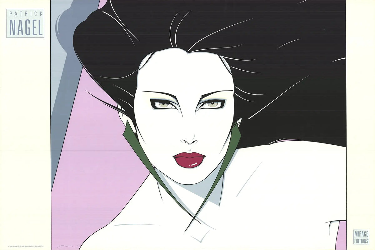Patrick Nagel Commemorative #15 limited edition 1986 serigraph poster featuring bold graphic artwork and vibrant colors.