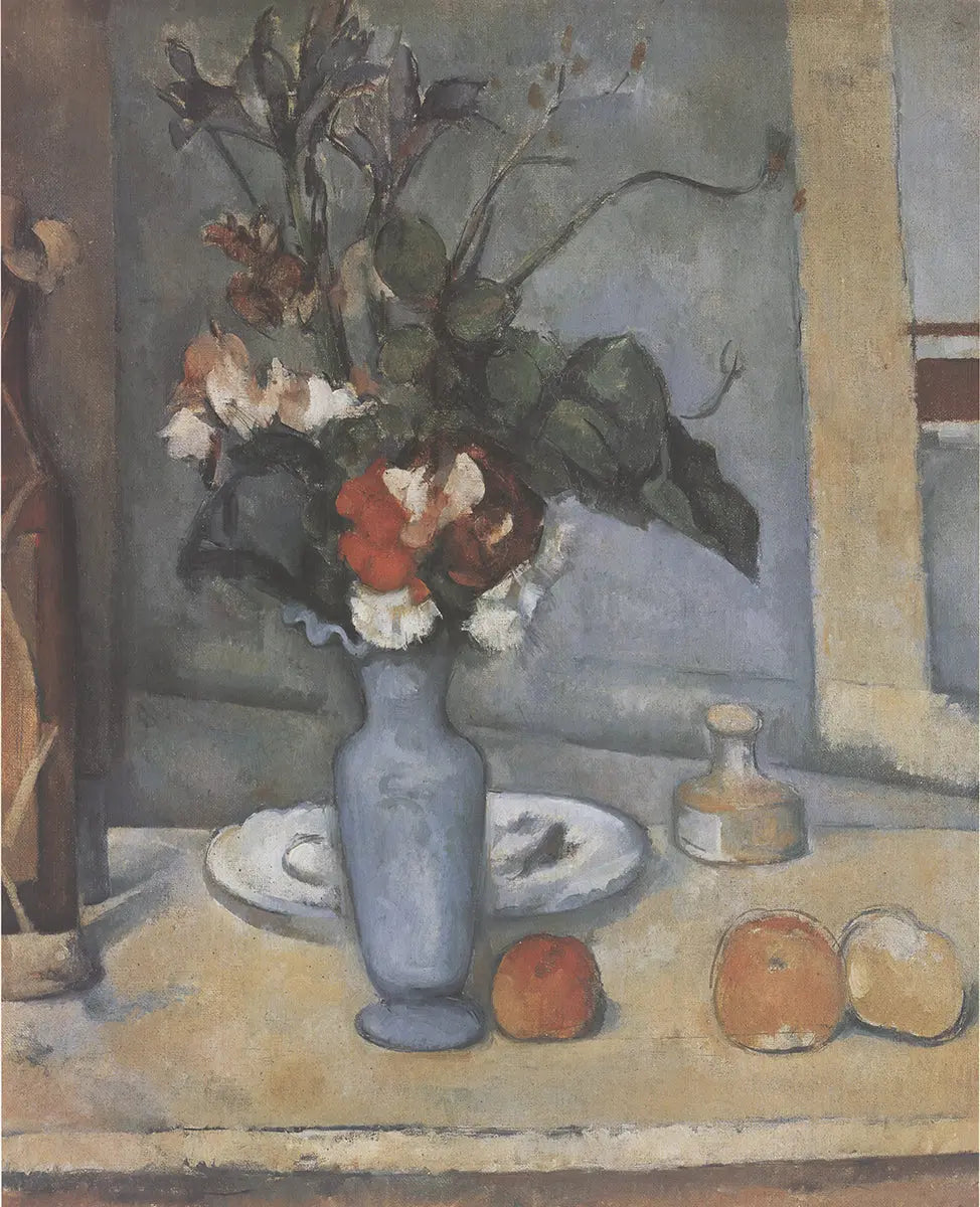 Paul Cezanne Blue Vase Impressionist offset lithograph art print showing a blue vase with impressionist brushstrokes.