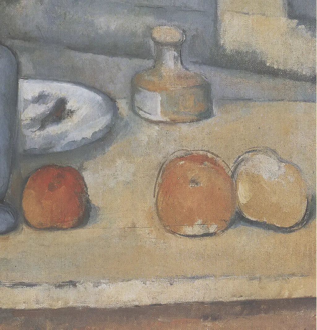 Paul Cezanne Blue Vase Impressionist offset lithograph art print showing a still life with a blue vase and vibrant colors.
