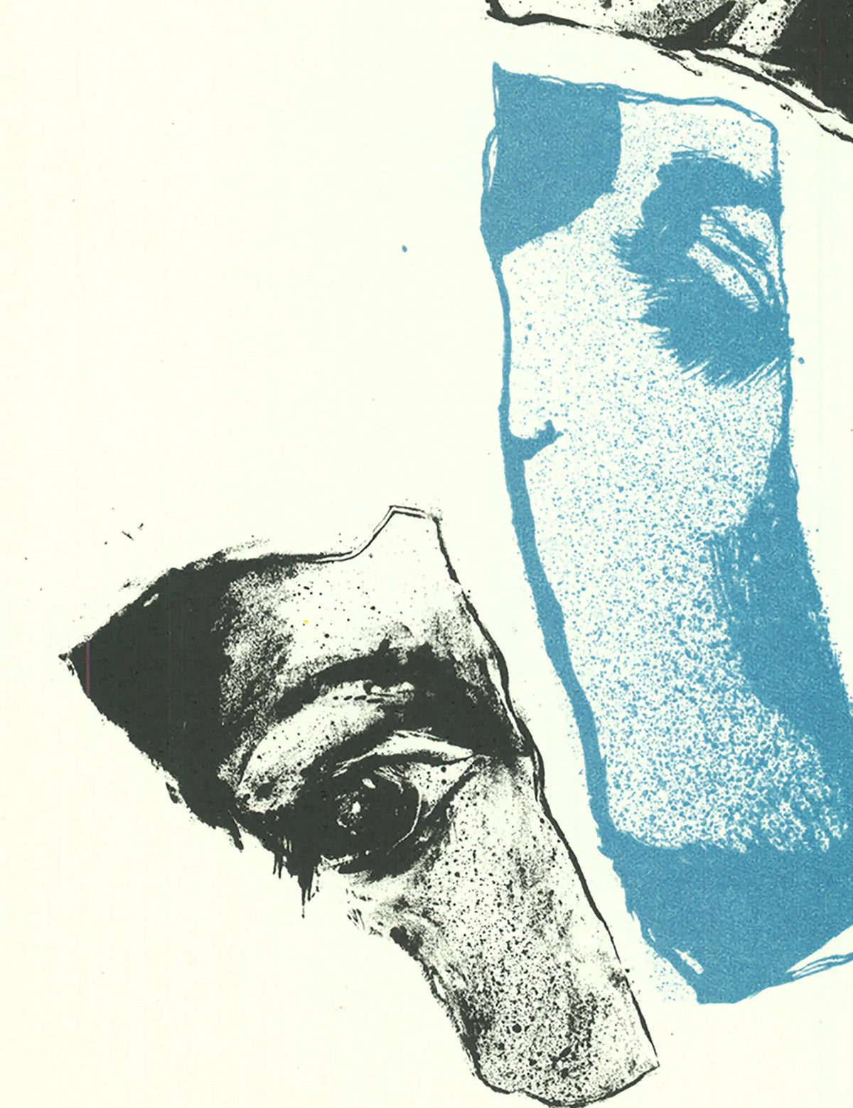 Original 1967 lithograph art print by Paul de Lussanet featuring turquoise and black abstract design.