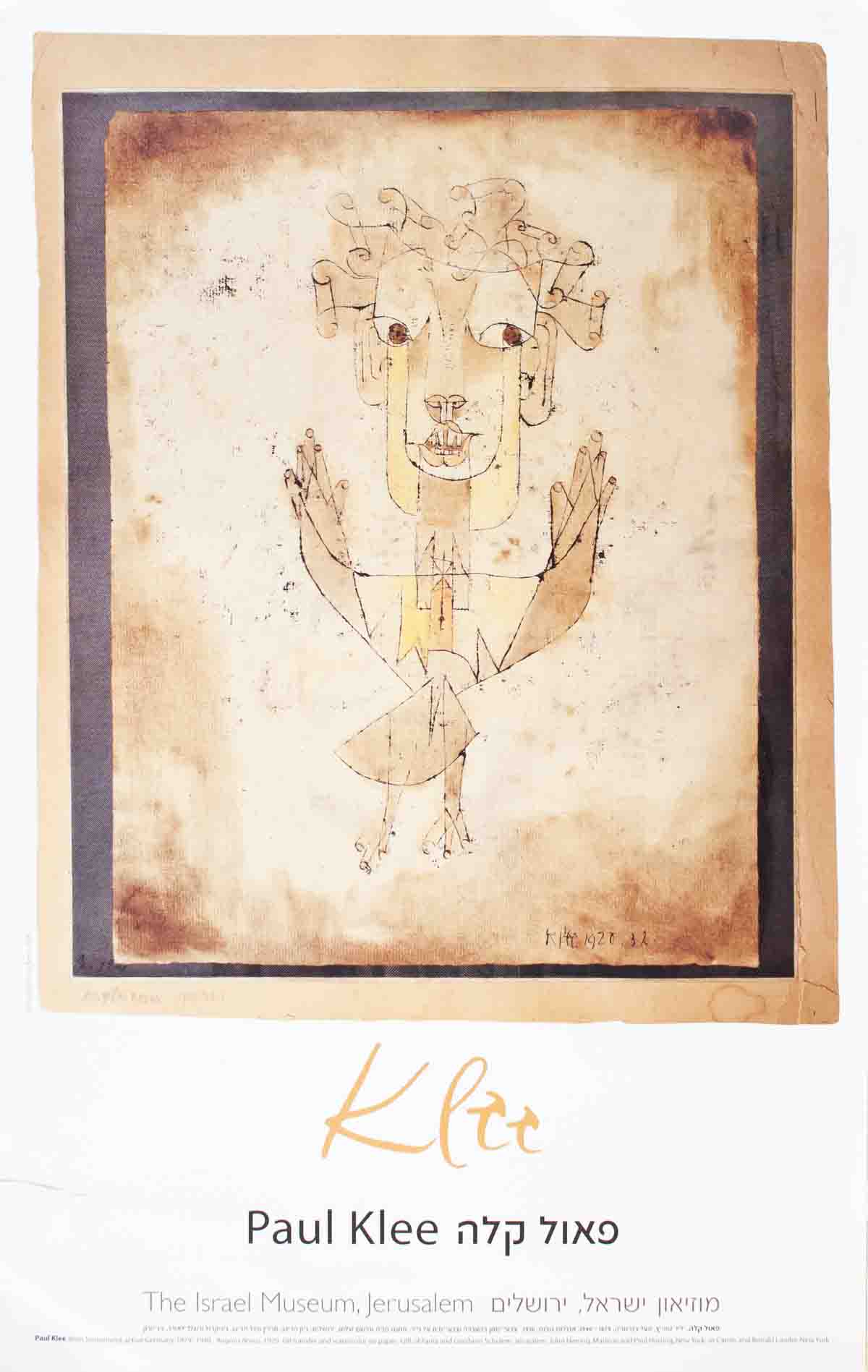 Paul Klee Angelus Novus 2005 offset lithograph exhibition art poster, featuring Klee's abstract angelic artwork.