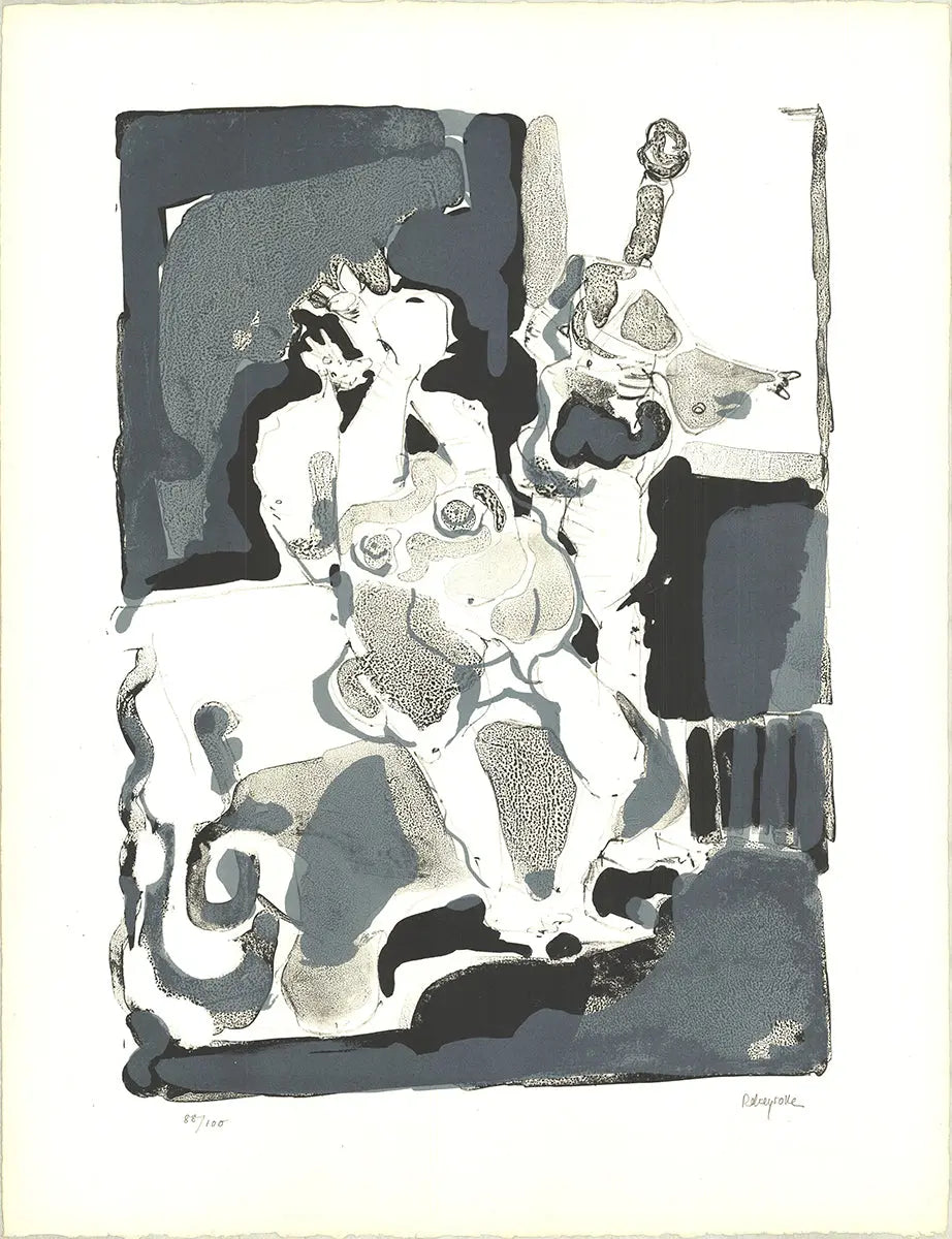 Original lithograph of a seated nude by Paul Rebeyrolle, signed and created in 1960, showcasing his distinctive artistic style.