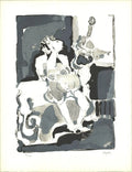 Original lithograph of a seated nude by Paul Rebeyrolle, signed and created in 1960, showcasing his distinctive artistic style.