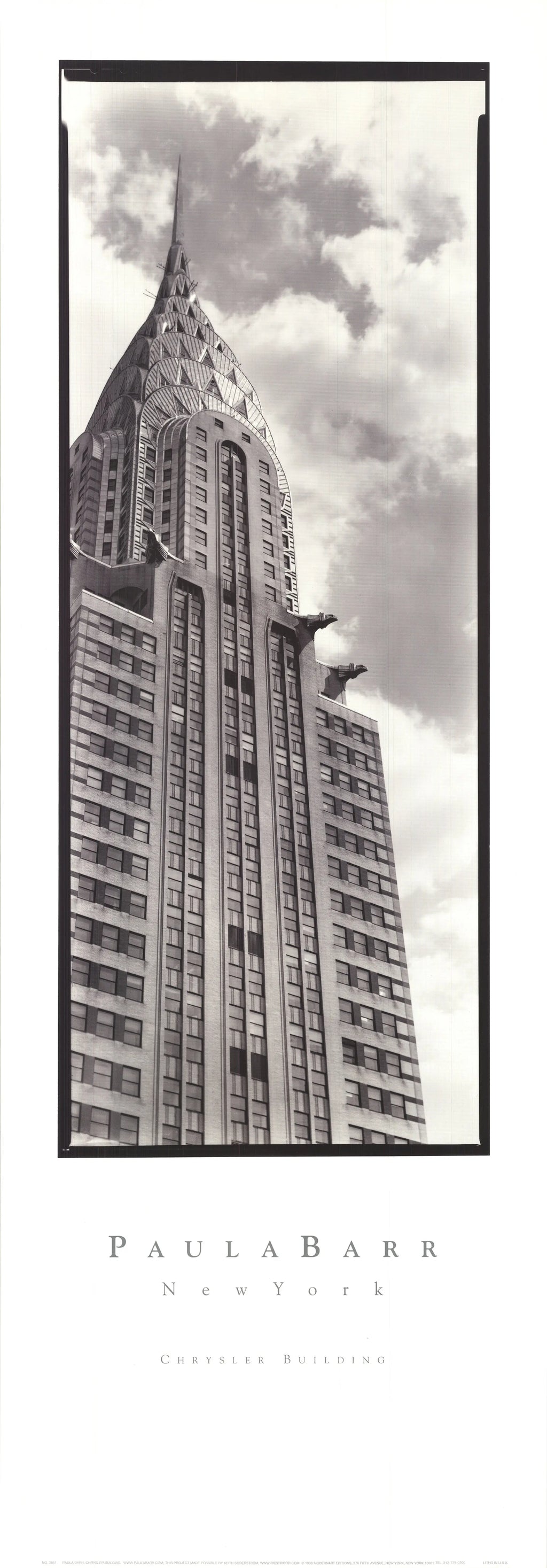 Paula Barr Chrysler Building 1998 New York Cityscape art poster showing NYC skyline and the Chrysler Building in vibrant detail