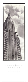 Paula Barr Chrysler Building 1998 New York Cityscape art poster showing NYC skyline and the Chrysler Building in vibrant detail