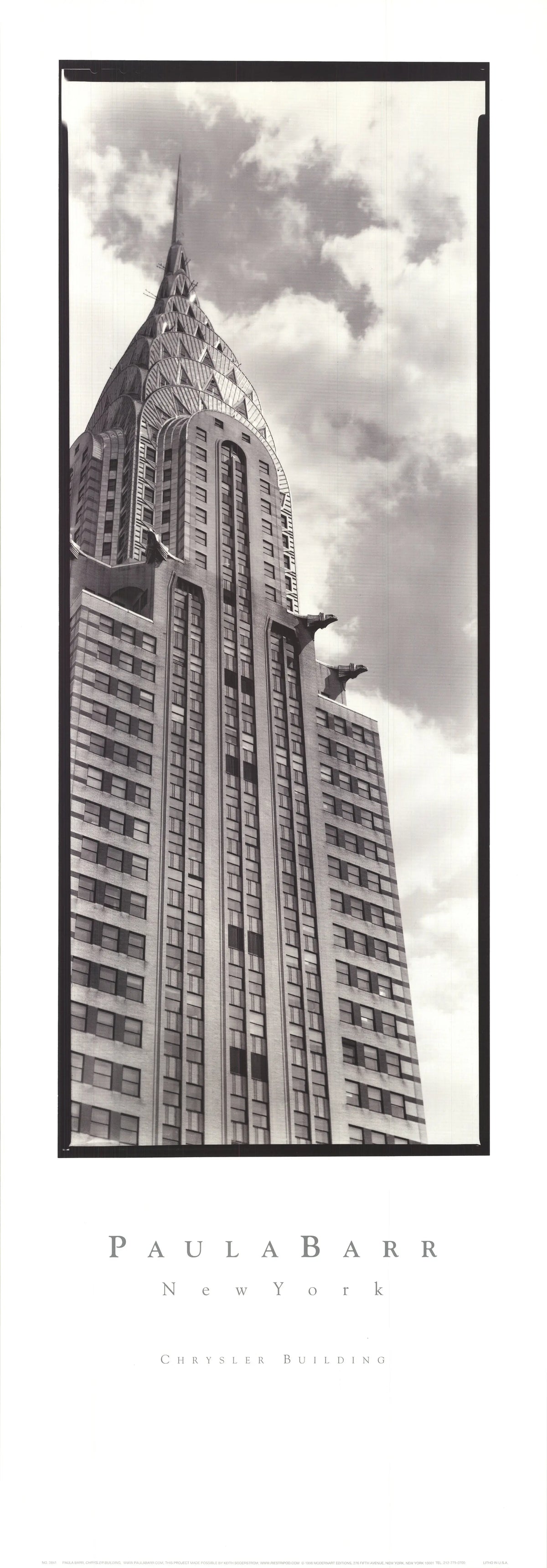 Paula Barr Chrysler Building 1998 New York Cityscape art poster showing NYC skyline and the Chrysler Building in vibrant detail