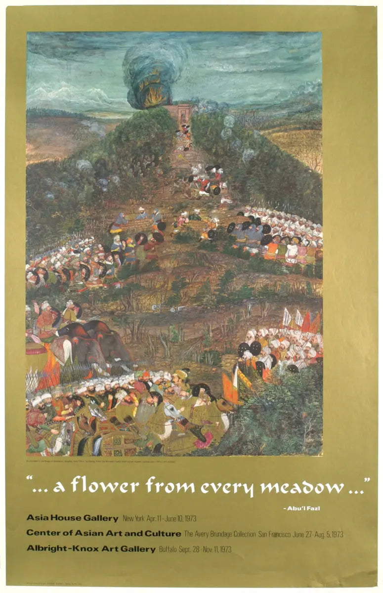 Vintage lithograph poster of the Mughal siege of Qandahar 1971 by Payag, depicting historic military artwork and detailed scenes.