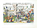 Antique woodblock art print by Jean-Georges Pellerin, Bataille d'Esling 1912, from Pellerin et Cie, featuring detailed historical scene.