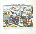 Woodblock print of Napoleon Bataille de Rivoli 1912 by Jean-Georges Pellerin, detailed historical battlefield scene.