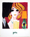 Vintage Perrier 1983 cocktail poster by Bernard Villemot featuring colorful artwork and classic branding design.