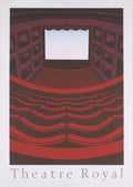 Original Perry King Theatre Royal 1985 serigraph art poster print featuring detailed theater scene in vibrant colors.