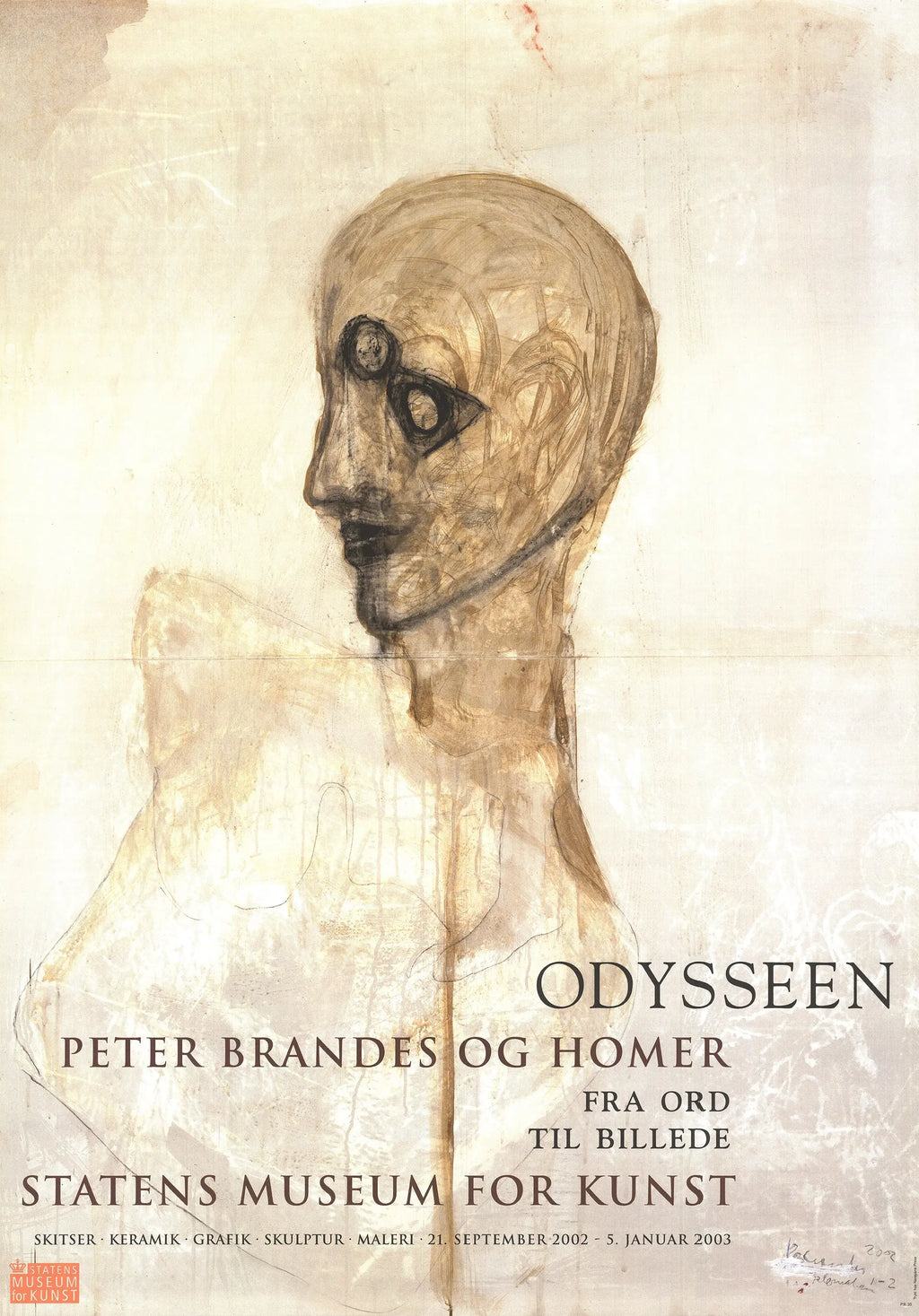Peter Brandes OG Homer 2003 original exhibition offset lithograph poster showing artistic depiction from the exhibition.