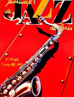 Vintage 1988 Peter Klasen Paris Jazz Festival lithograph poster featuring abstract jazz-inspired artwork.