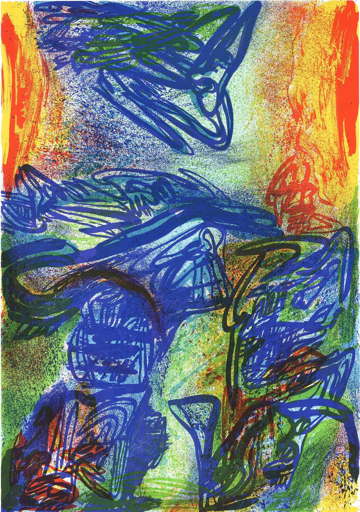 Peter Nyborg 1986 Untitled offset lithograph gallery exhibition poster showing abstract artwork and bold typography.
