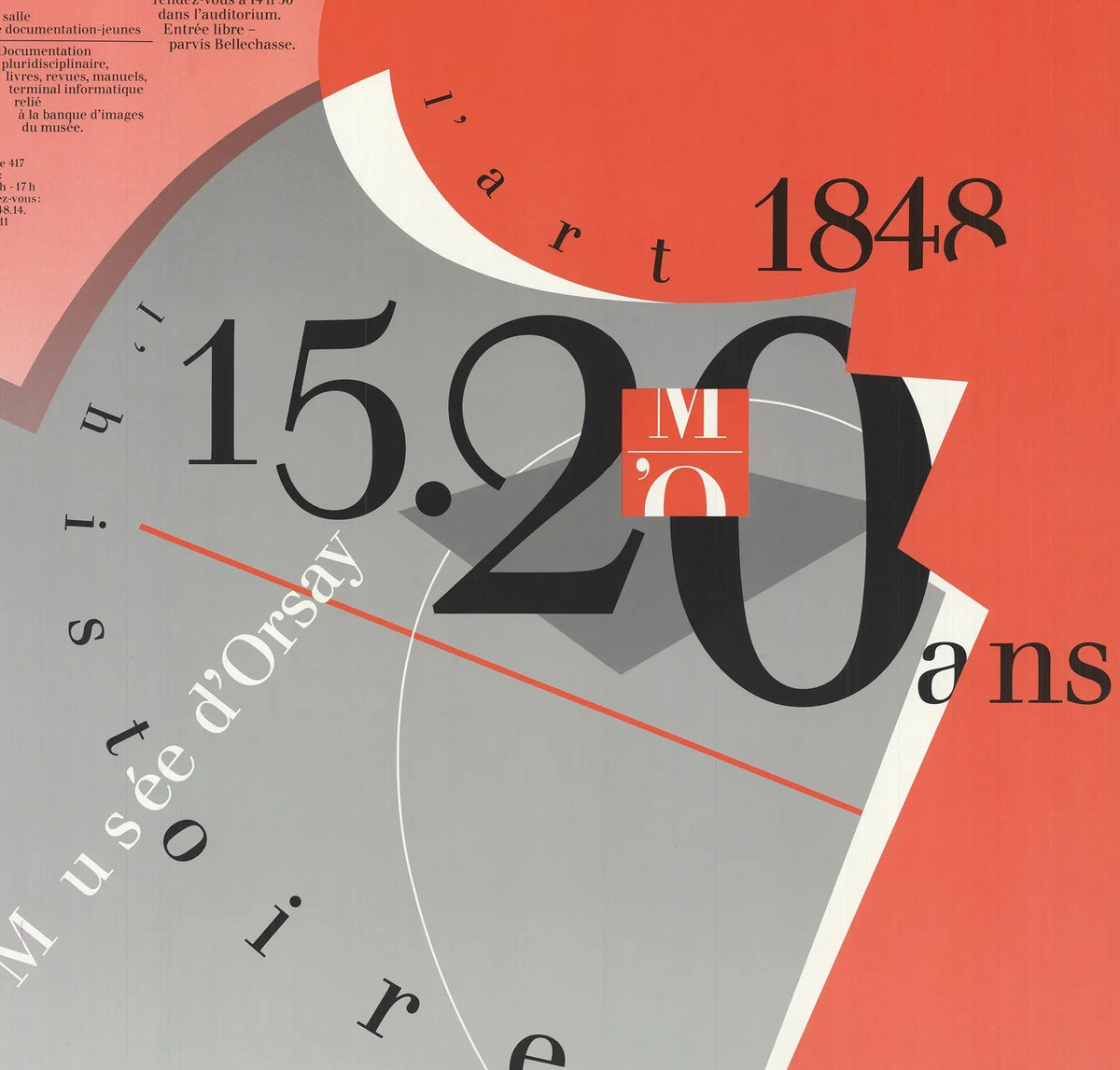 Signed Philippe Apeloig Musée d'Orsay 1987 exhibition poster featuring vibrant artwork and bold typography.