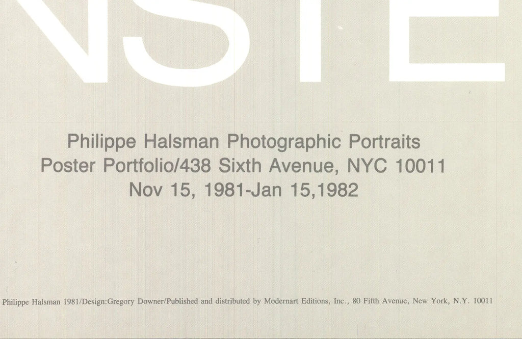 Philippe Halsman Albert Einstein 1981 portrait offset lithograph art print showing Einstein's face in black and white