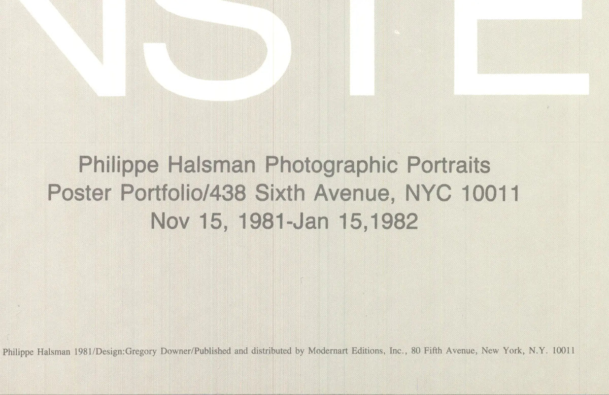 Philippe Halsman Albert Einstein 1981 portrait offset lithograph art print showing Einstein's face in black and white