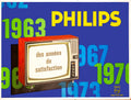Original 1973 Philips French television lithograph advertising poster featuring vintage TV imagery and classic design elements.