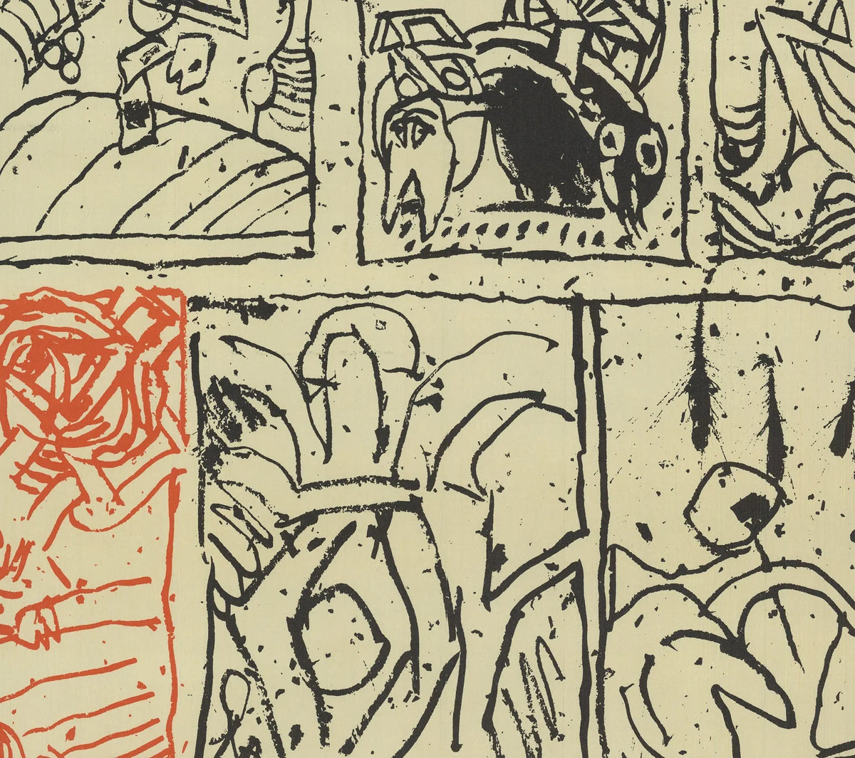 Original lithograph poster by Pierre Alechinsky from 1968 titled "L'imagination Prend Le Pouvoir," featuring abstract artistic design.