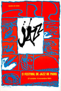 Pierre Alechinsky 1984 Jazz Festival original serigraph art poster, featuring vibrant abstract design and bold jazz-themed imagery.