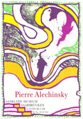 Signed Pierre Alechinsky lithograph poster titled "Zwischen Den Zeilen," created in 1994, featuring abstract artistic designs.