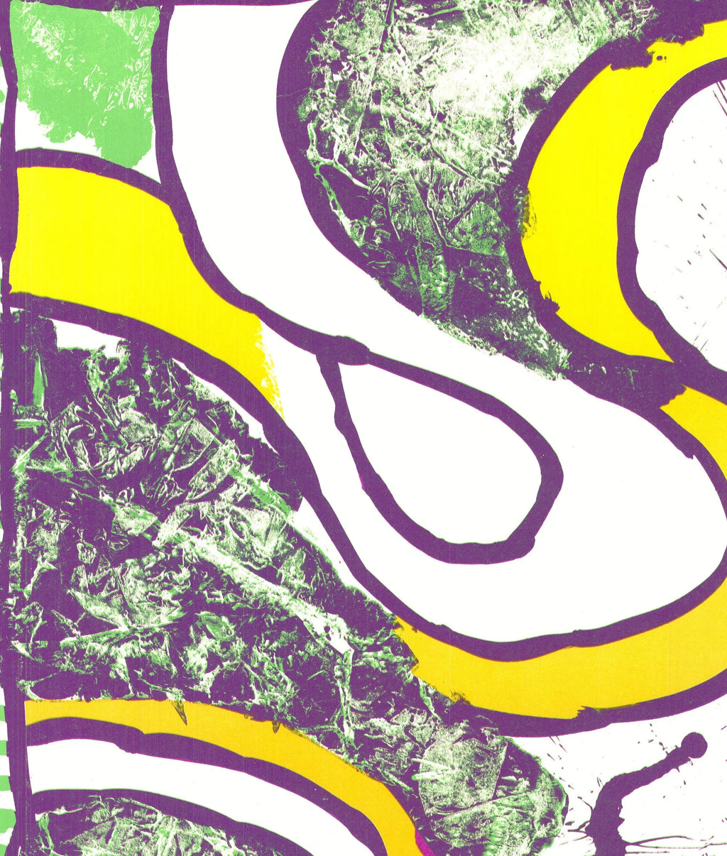 Signed Pierre Alechinsky lithograph poster titled "Zwischen Den Zeilen" from 1994, featuring abstract artwork and vibrant colors.