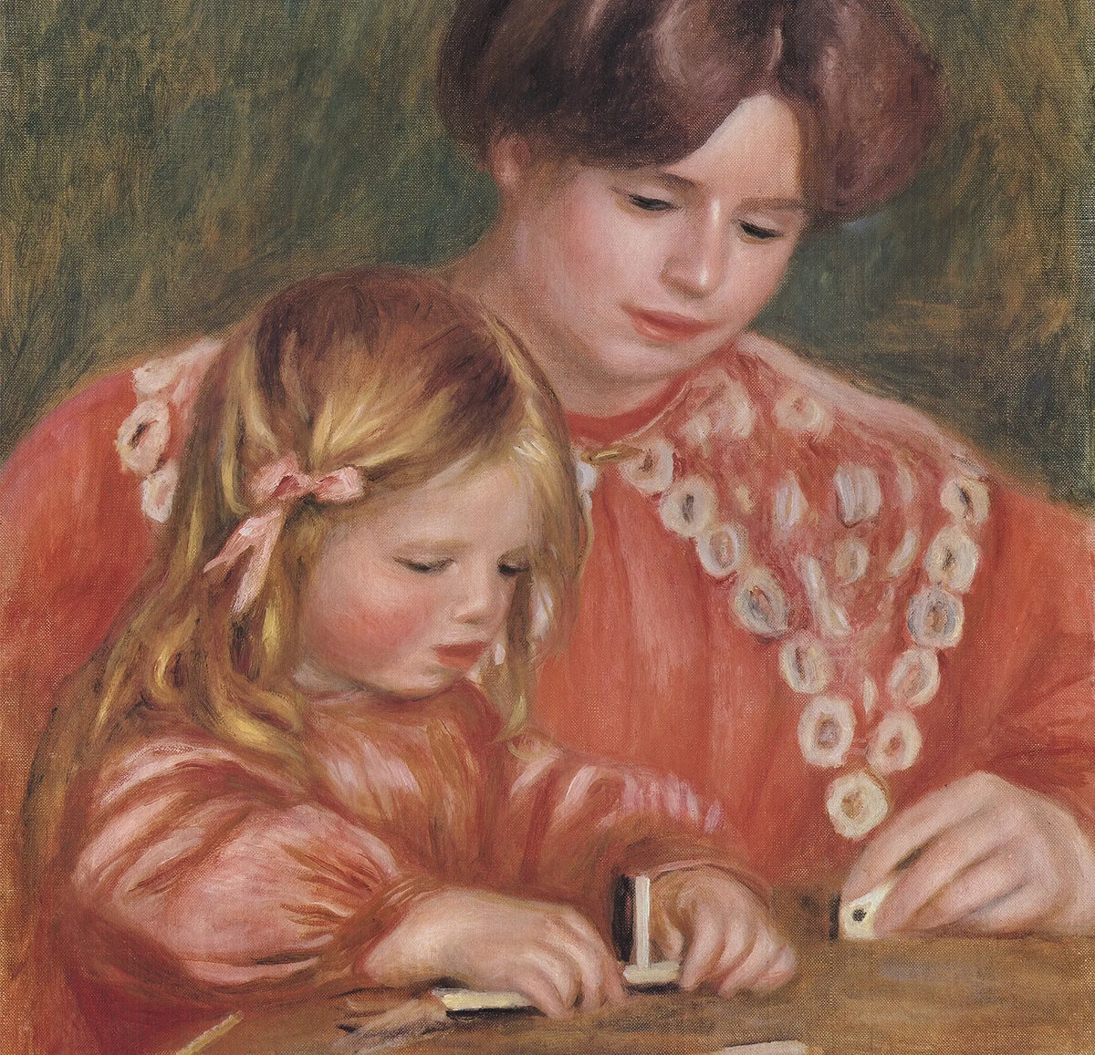 Vintage 1982 Pierre-Auguste Renoir Mother and Child exhibition poster featuring a classic artwork by the renowned artist.