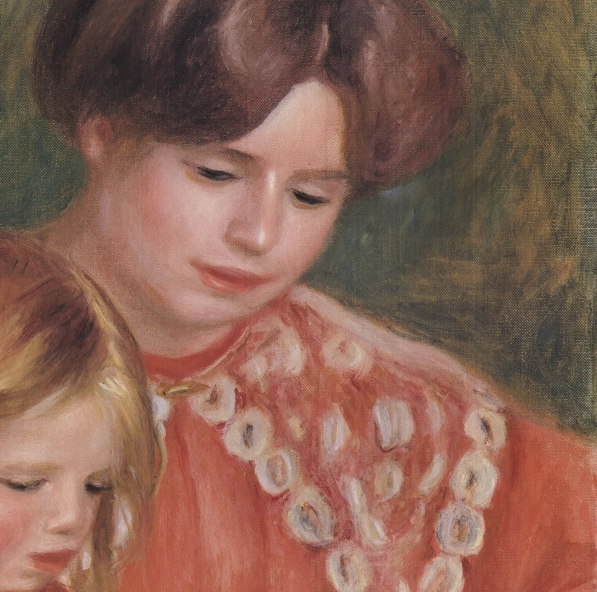 Vintage 1982 Pierre-Auguste Renoir Mother and Child exhibition poster featuring a classic art print by Renoir.